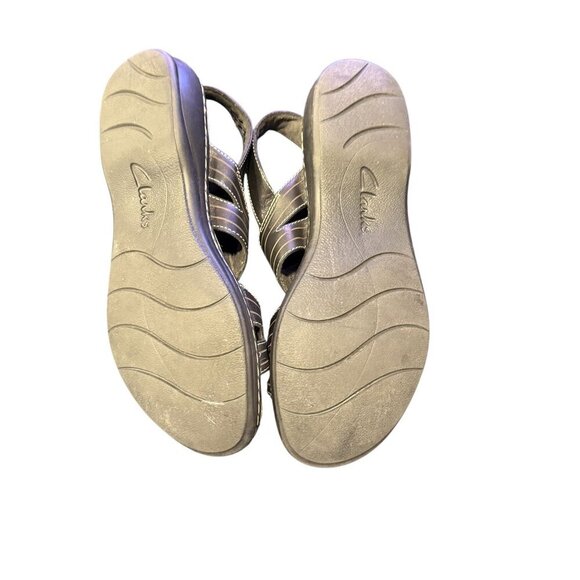 Clarks Collection Open-Toe Black Sandals Adjustable Straps & Stitch Detai; sz 11 - Picture 7 of 8